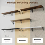 RICHFOCUS 12 Inch Deep Floating Shelves for Wall, 48" W x 12" D Wood Wall Shelves Set of 2, Wide Floating Shelves for Living Room, Bedroom, Kitchen, Bathroom and Decor Storage, Walnut