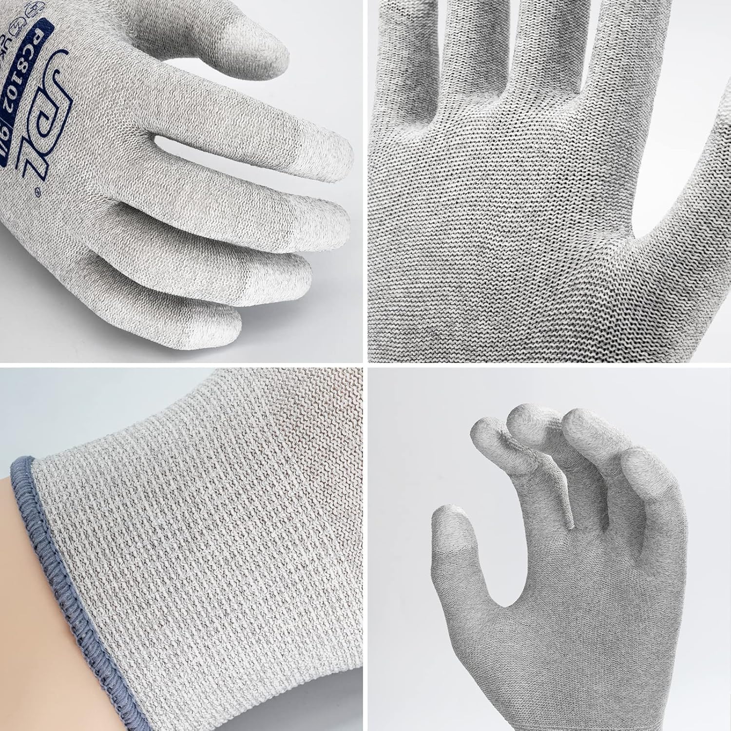 JDL ESD Work Gloves, Anti-Static Gloves for PC Building, 12 pairs, Computer Installation & Repair, High Resistance Carbon Fiber Gloves, Medium