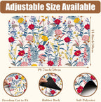 Botanical Dish Drying Mat Spring Flowers Coffee Bar Mat for Countertop Absorbent Rubber Backed Hide Stain Dish Drainer Rack Pad Espresso Machine Cafe Table Dining Room Decor 11.8 x 19.7 Inch