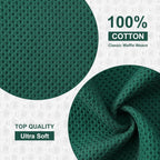 Kitinjoy 100% Cotton Kitchen Dish Cloths, 8 Pack Waffle Weave Ultra Soft Absorbent Dish Towels for Drying Dishes Quick Drying Kitchen Towels Dish Rags, 12 X 12 Inches, Dark Green