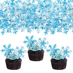 Gyufise 50Pcs Pink Edible Cupcake Cake Toppers Snowflake Cake Decorations for Christmas Winter Frozen Theme Party Supply Decoration Multi