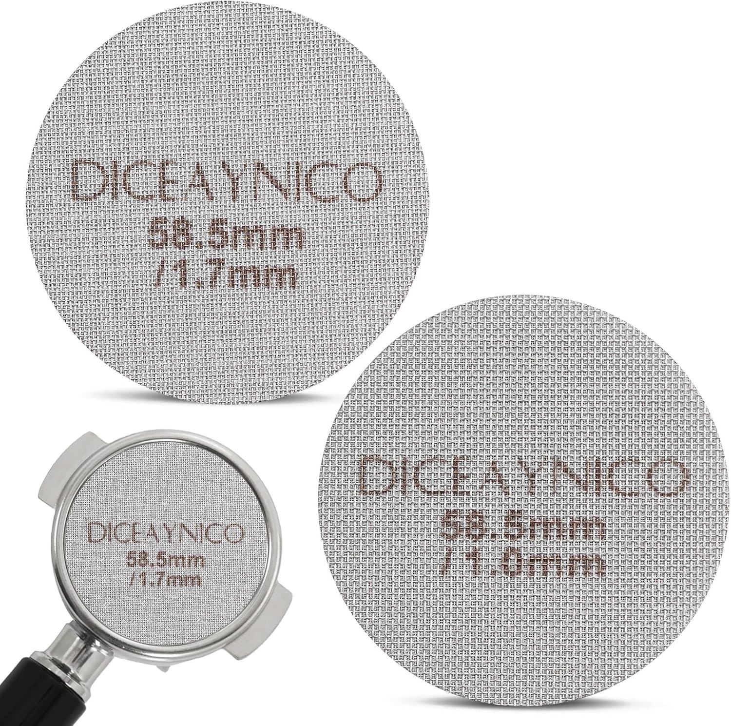 2 Pieces Espresso Puck Screen,Metal Coffee Filter,1.0mm & 1.7mm Thickness 150μm - 316 Stainless Steel,Reusable Barista Espresso Filters for Espresso 58.5mm Portafilter Filter Basket