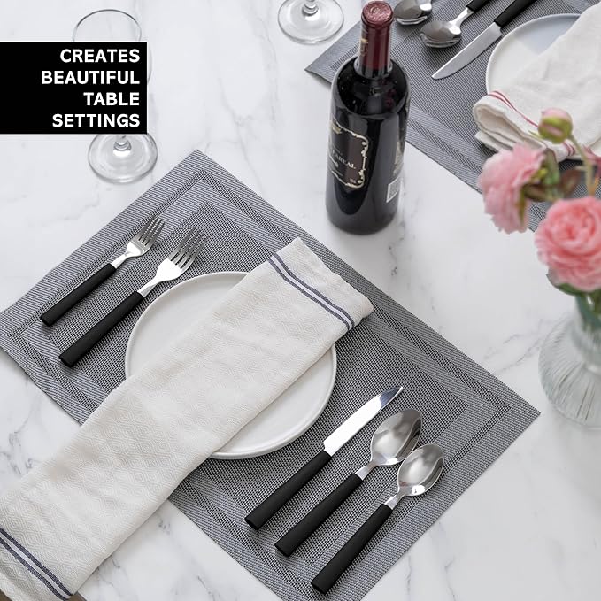 COOK WITH COLOR Bamboo Kitchen Utensil Set with Drawer Organizer | Cooking Tools and Storage Caddy, Black, 25 Piece Cutlery Set