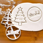 Set of 2 Christmas cookie cutters (Designs: Christmas Tree and Santa Claus with Reindeer), 2 pieces - Bakerlogy