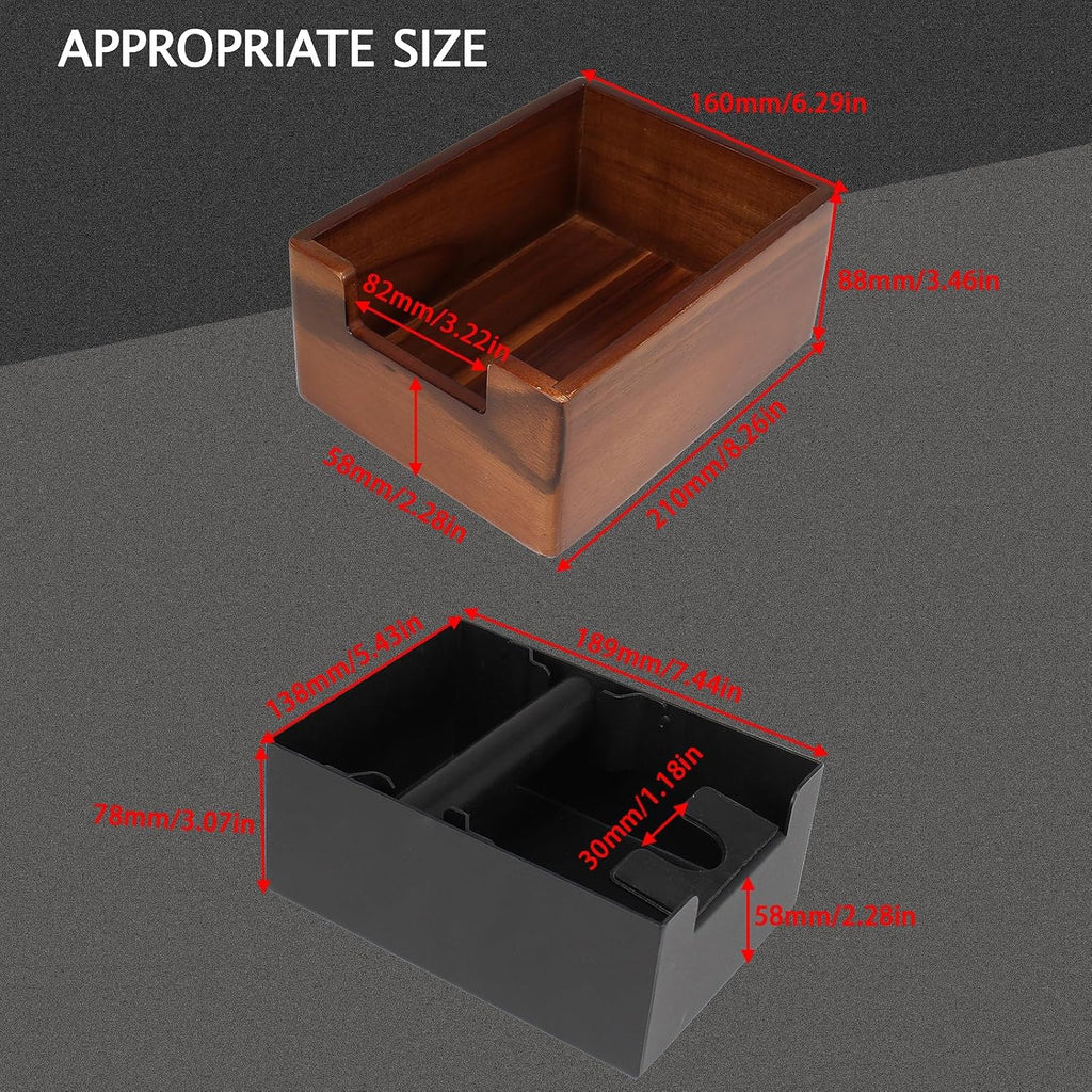 DIBTSA Espresso Knock Box with Tamping Station,Coffee Grounds Pucks Knock Box and portafilter tamper stand,with Removable Rubber Knock Bar and Non-Slip Base