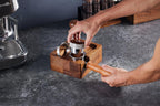 Tamping Station for Portafilters Solid Wood Espresso Accessories 5-Slot Organizer with Anti-Slip Base & Adjustable height (small)