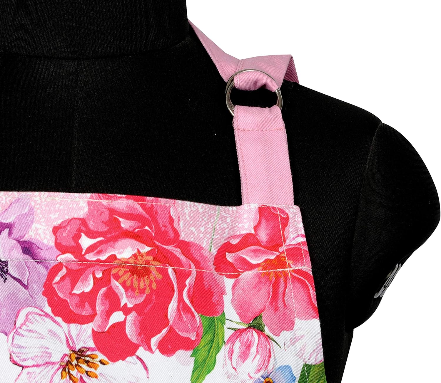 AMOUR INFINI Cotton Aprons for Women with Pocket, Adjustable Strap & Waist Ties - Washable Aprons for Baking, Cooking, Gardening (27.5 x 33 Inches - Spring Floral)