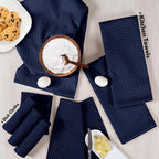 Native Fab 8 Piece Towel & Dish Cloth Set - 100% Cotton, Absorbent, Quick Drying, Durable Towels for Cleaning, Cooking, Baking - Great for Home, Kitchen, Bars & Everyday Use - Navy Blue