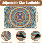Boho Mandala Ethnic Coffee Mat Absorbent Dish Drying Mat for Kitchen Counter Hide Stain Rubber Backed Coffee Bar Accessories Fit Under Espresso Machine Dish Drainer 15.7 x 23.6 Inch