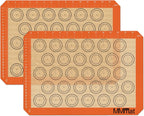 Silicone Baking Mat - Best German Silicone - Non Slip Silicone Baking Sheet, Non Stick Reusable Silicone Mats For Baking, Oven Liner, Counter Mat, 2 Half Sheets Macaron Baking Mats