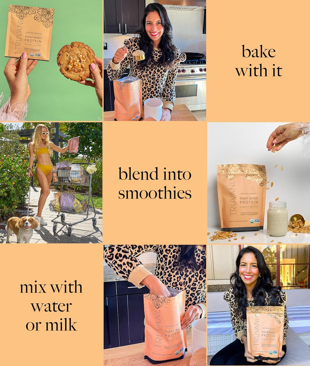 Truvani Vegan Pea Protein Powder | Peanut Butter | 20g Organic Plant Based Protein | 10 Servings | Keto | Gluten & Dairy Free | Low Carb | No Added Sugar