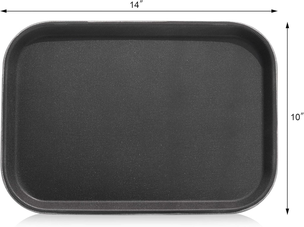 New Star Foodservice 24852 Restaurant Grade Non-Slip Tray, Plastic, Rubber Lined, Rectangular, 10-Inch x 14-Inch, Black