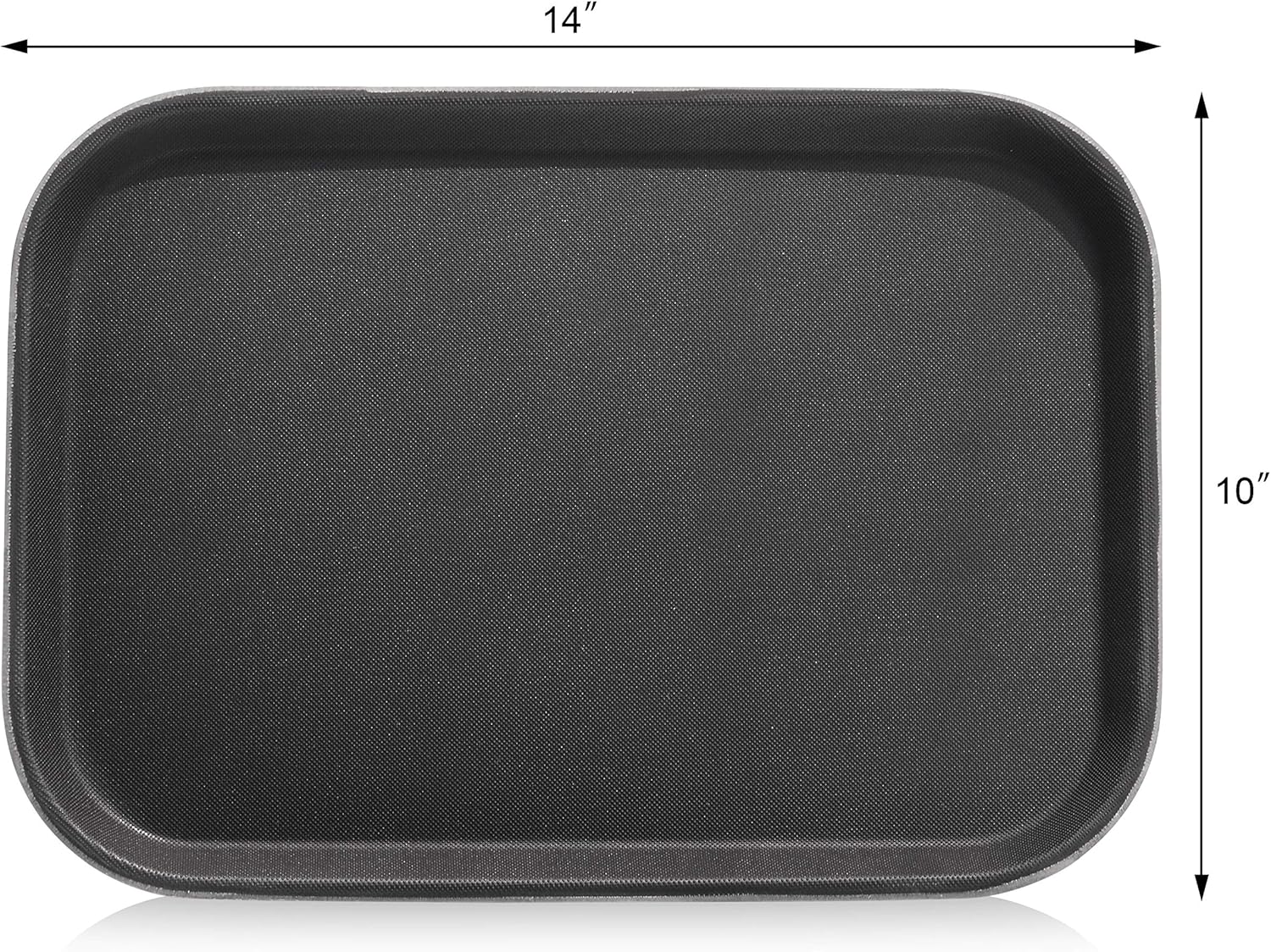 New Star Foodservice 24852 Restaurant Grade Non-Slip Tray, Plastic, Rubber Lined, Rectangular, 10-Inch x 14-Inch, Black