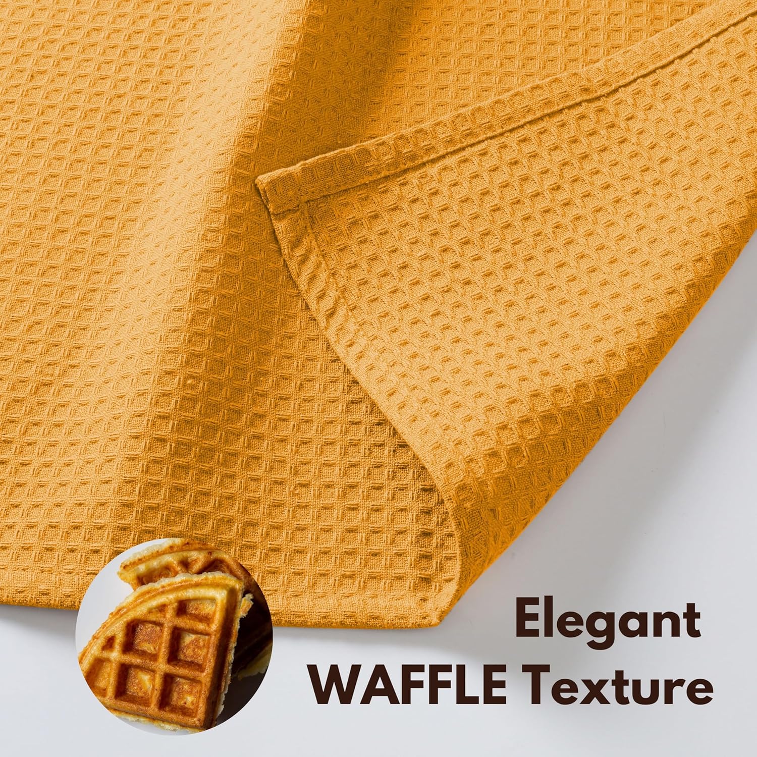 Native Fab 18 Pack Waffle Dish Cloths - 100% Cotton, Absorbent, Quick Drying, Washable Towels for Cleaning, Cooking, Baking - Great for Home, Restaurants, Bars & Cafes - 12 x 12 inch, Mustard Yellow