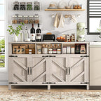 Buffet Cabinet with Storage Farmhouse with 4 Doors, 55'' Large Kitchen Storage Cabinet Wood Coffee Bar Buffet Sideboard for Kitchen, Dining Room, Entryway