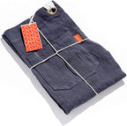 Caldo Linen Kitchen Apron for Cooking- Mens and Womens Linen Bib Apron for Professional Chef, Server, or Barista- Adjustable with Pockets (Navy)