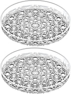 Amazing Abby - Luna - 2-Pack Acrylic Vanity Tray (10" Dia.), Plastic Bathroom Countertop Organizer, Round Coffee Table Tray, Clear Dish for Home Decor, Great for Makeup, Perfume, Jewelry, and More