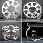 CnGlass 33.8oz Glass Teapot with Removable Infuser,Stovetop Safe Tea Kettle with 4-Pack Glass Teacups 3.4oz and Tea Warmer 5.3 in/13.5cm Diameter