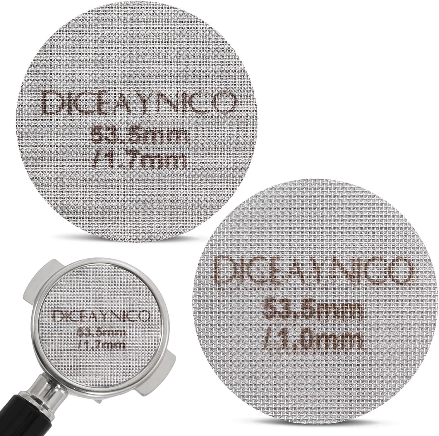 2 Pieces Espresso Puck Screen,Metal Coffee Filter,1.0mm & 1.7mm Thickness 150μm - 316 Stainless Steel,Reusable Barista Espresso Filters for Espresso 53.5mm Portafilter Filter Basket