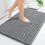 Arotive Luxury Chenille Bathroom Rug Mat, Extra Soft Thick Absorbent Shaggy Bath Rugs, Non-Slip Machine Wash Dry, Plush Bath Mats for Bathroom, Shower and Tub, 24x16, Grey