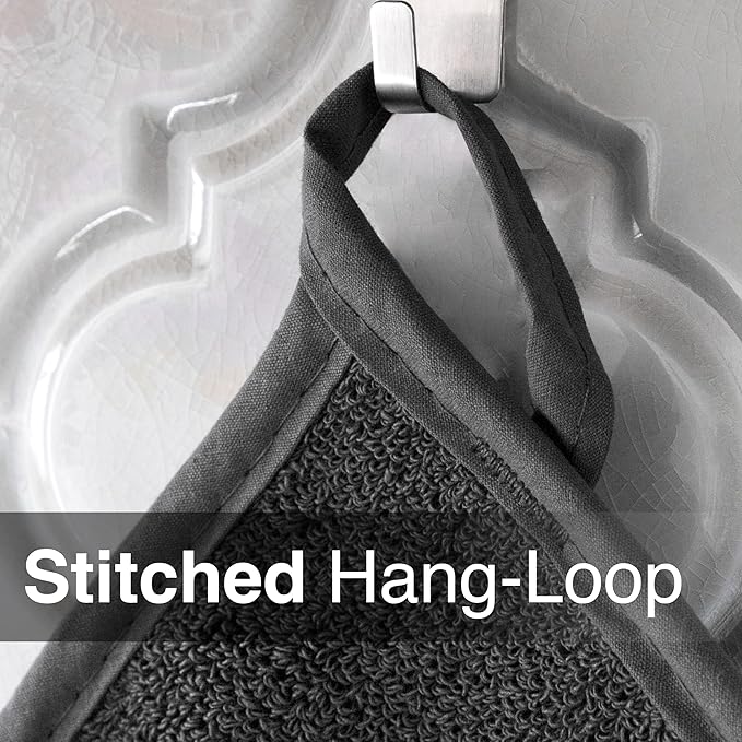 RITZ Terry Potholder & Hot Pad: Unparalleled Heat Resistant, Durable 100% Cotton – Ergonomically Designed for Optimal Grip – Easy-Care Machine Washable – 2-Pack, Graphite