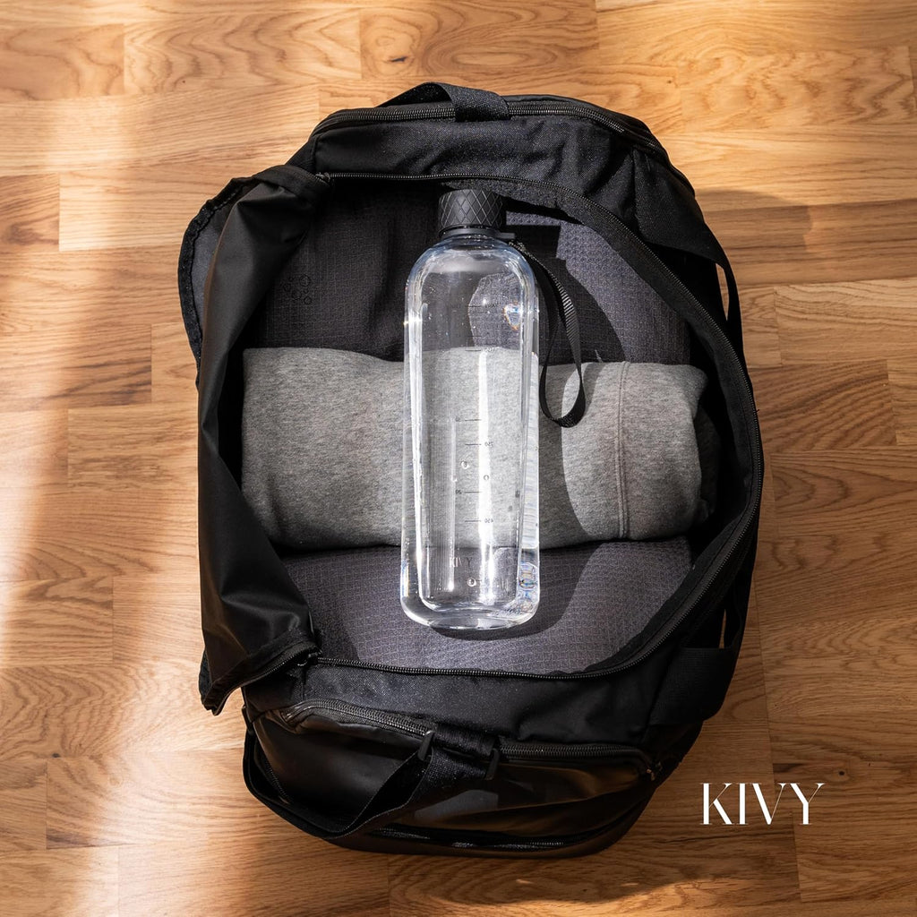 KIVY Tritan Water Bottle 2nd Generation (Black Clear, 50oz)