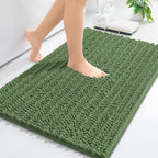 Arotive Luxury Chenille Bathroom Rug Mat, Extra Soft Thick Absorbent Shaggy Bath Rugs, Non-Slip Machine Wash Dry, Plush Bath Mats for Bathroom, Shower and Tub, 30x17, Olive Green