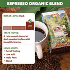 Low Acid Organic Coffee – Whole Bean, Mold-Free & Stomach Friendly by Java Planet, Espresso Blend Coffee, Dark Roast, Smooth Full Flavored, 5LB Bag
