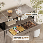 Vongrasig Sideboard Buffet Cabinet with Storage, 32” Modern Kitchen Storage Cabinet with Open Storage, Adjustable Shelf, Wood Farmhouse Coffee Bar Buffet Table for Kitchen, Dining Room, Ash Grey