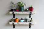 Urban Legacy Accent Shelves | Reclaimed Barn Plank | Set of 2 with Full Brackets (White Wash 30" x 7" x 2")