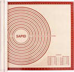 Sapid Extra Thick Silicone Pastry Mat Non-slip with Measurements for Non-stick Silicone Baking Mat Extra Large, Dough Rolling, Pie Crust, Kneading Mats, Countertop, Placement Mats (24" x 36", Red)