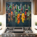DAIFURONGE Spice Tempered Glass Backsplash For Kitchen Behind Stove,Stove Backsplash Top Cover,Easy to Clean Glass Splashback, Sink Cover Splash Guard,Home Kitchen Wall Decor (30"x30"(76.2x76.2cm))