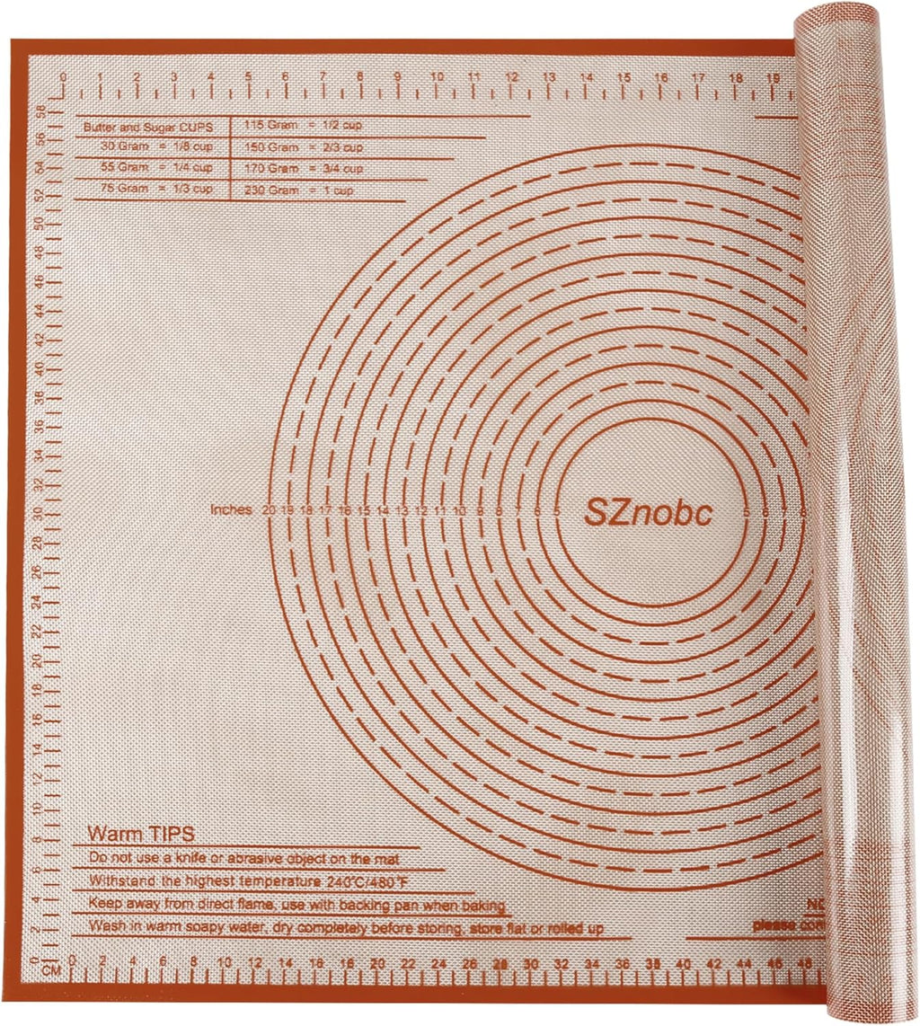 Silicone Pastry Mat 34X26 Inch Extra Large Baking Mat with Measurements for Dough Rolling, Kneading Board, Kitchen Counter Mats for Dough, Pastry, Fondant, Pie Crust, Cookies, Bread, Pasta, Pizza