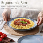 Herogo 6-Piece Stoneware Dinner Plates Set, 10.43" Ceramic Round Plate Set, Handmade Double Reactive Glaze Dinnerware Plates for Kitchen, Microwave, Oven and Dishwasher Safe, Haze Blue