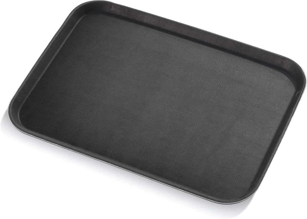New Star Foodservice Restaurant Grade Non-Slip Tray, Plastic, Rubber Lined, Rectangular (Black, 16-Inch x 22-Inch)