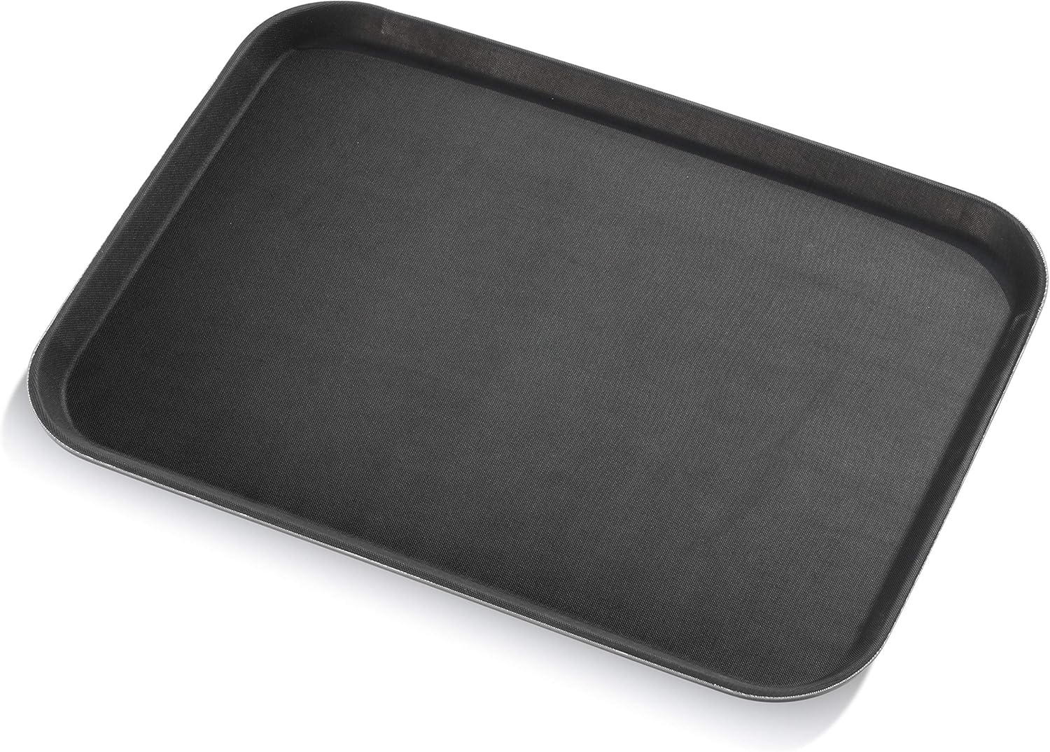 New Star Foodservice Restaurant Grade Non-Slip Tray, Plastic, Rubber Lined, Rectangular (Black, 16-Inch x 22-Inch)
