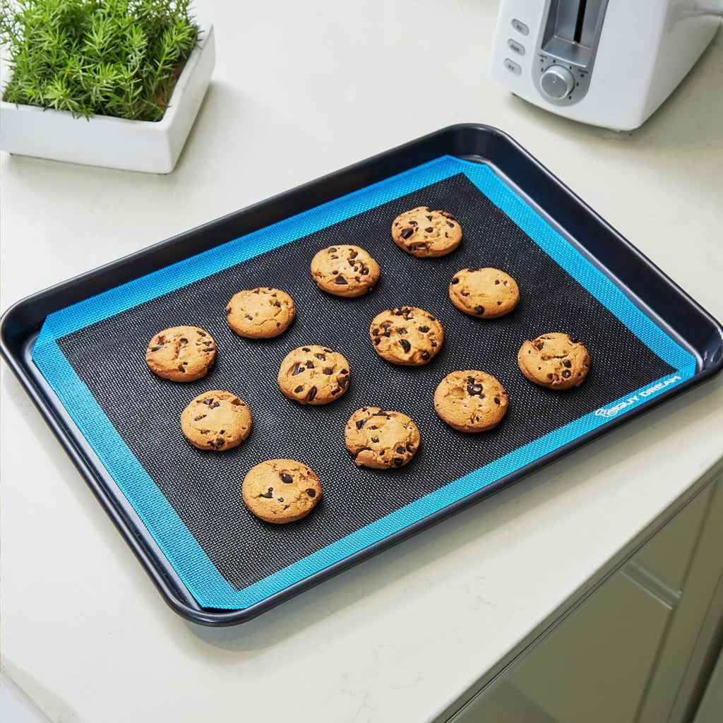 2PCs GUY DREAM Perforated Silicone Baking Mat 11-4/5" x 15-3/4" - 1 Piece Choux Mat for Baking Cookie- Steaming Mesh For Half Size Cooking Sheet - Non-Stick Reusable Oven Liner