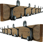 SKOLOO 39-Inch Wood Burnt Coat Rack Wall Mount with 6 Triple Hooks - Ideal for Family Entrances, Classrooms, and Pet Supplies Storage - Perfect Coat Hooks for Wall, Pack of 2