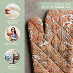 Maison d' Hermine Oven Gloves 100% Cotton Oven Mitt 7" x 13" with Loop Heat Resistant, BBQ, Cooking Gloves, Baking, Grilling, Kitchen, Handling Hot Pans (Pack of 1, Kashmir Paisley)