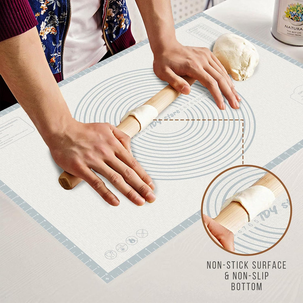 36 * 24 inches white grey, Non-Slip Silicone Baking Sheets - Baking Mat with 0.7mm Thickness - Non-Stick Pastry & Cookie Mat for Kitchen Counter for Rolling Out Dough with Measurements.