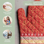 Maison d' Hermine Oven Gloves 100% Cotton Oven Mitt 7" x 13" with Loop Heat Resistant, BBQ, Cooking Gloves, Baking, Grilling, Kitchen, Handling Hot Pans (Pack of 1, Sofia)