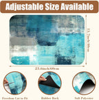 Teal and Grey Abstract Art Dish Drying Mat for Kitchen Counter Hide Stain Absorbent Coffee Mat Rubber Backed Drying Rack Pad Espresso Machine Coffee Bar Accessories 15.7 x 23.6 Inch