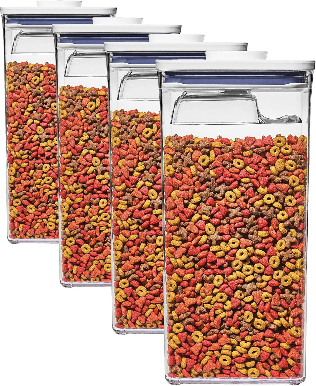 OXO Good Grips Pet Food Container 6.0 Qt | Clear | Airtight Seal | With Half Cup Scoop | Pack of 4