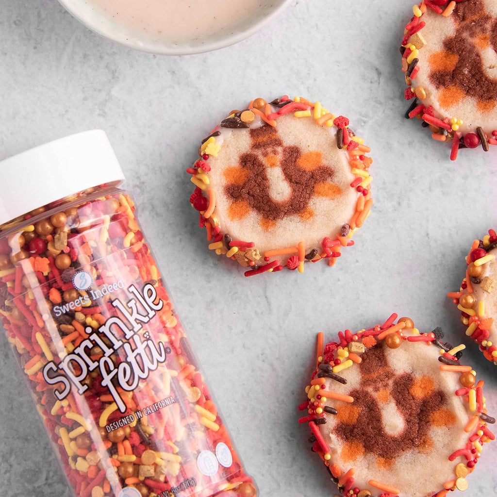 Sweets Indeed Thankful Fall Sprinklefetti Mix – 4 oz Jar | Autumn Sprinkles with Jimmies, Nonpareils, Leaf Quins & Sugar Pearls | Thanksgiving Cupcake & Cookie Decorations