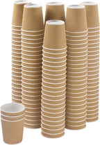NYHI 150 4 oz Ripple Kraft Paper Cups Brown Hot Cold Cups 3 Layer Rippled Small Insulated Disposable Coffee Cups Perfect for Cappuccino Hot Cocoa or Iced Drinks