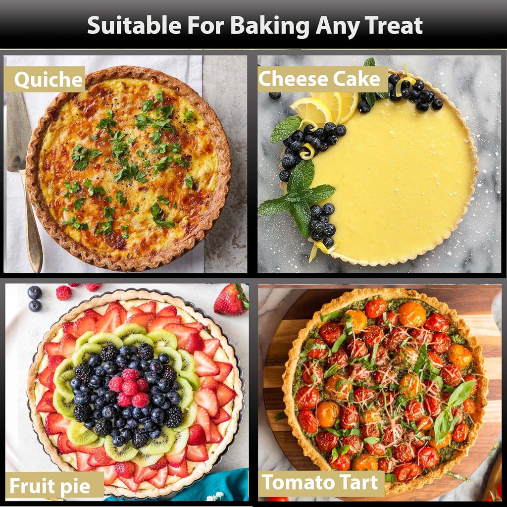 Fluted Tart Pan 9 inch Removable Bottom-Round Oreo Tart Pan with Crust Shaper Ring-Nonstick Carbon Steel Tart Molds for Baking, Fruit Tart, Pies & Quiche Baking Dish