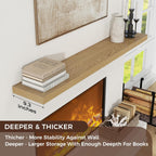 Floating Shelves for Wall, Large Wall Mounted Shelves with Invisible Brackets, Long Wood Floating Shelf for Living Room, Bedroom, Kitchen, Bathroom (Oak, 72" W x 9" D x 1.5" H)