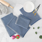 Homaxy Premium Kitchen Towels(18”x 28”, 8 Pack), Large Cotton Kitchen Hand Towels, Flat and Terry Dish Towels, 380 GSM Highly Absorbent Tea Towel Set with Hanging Loop, Navy Blue