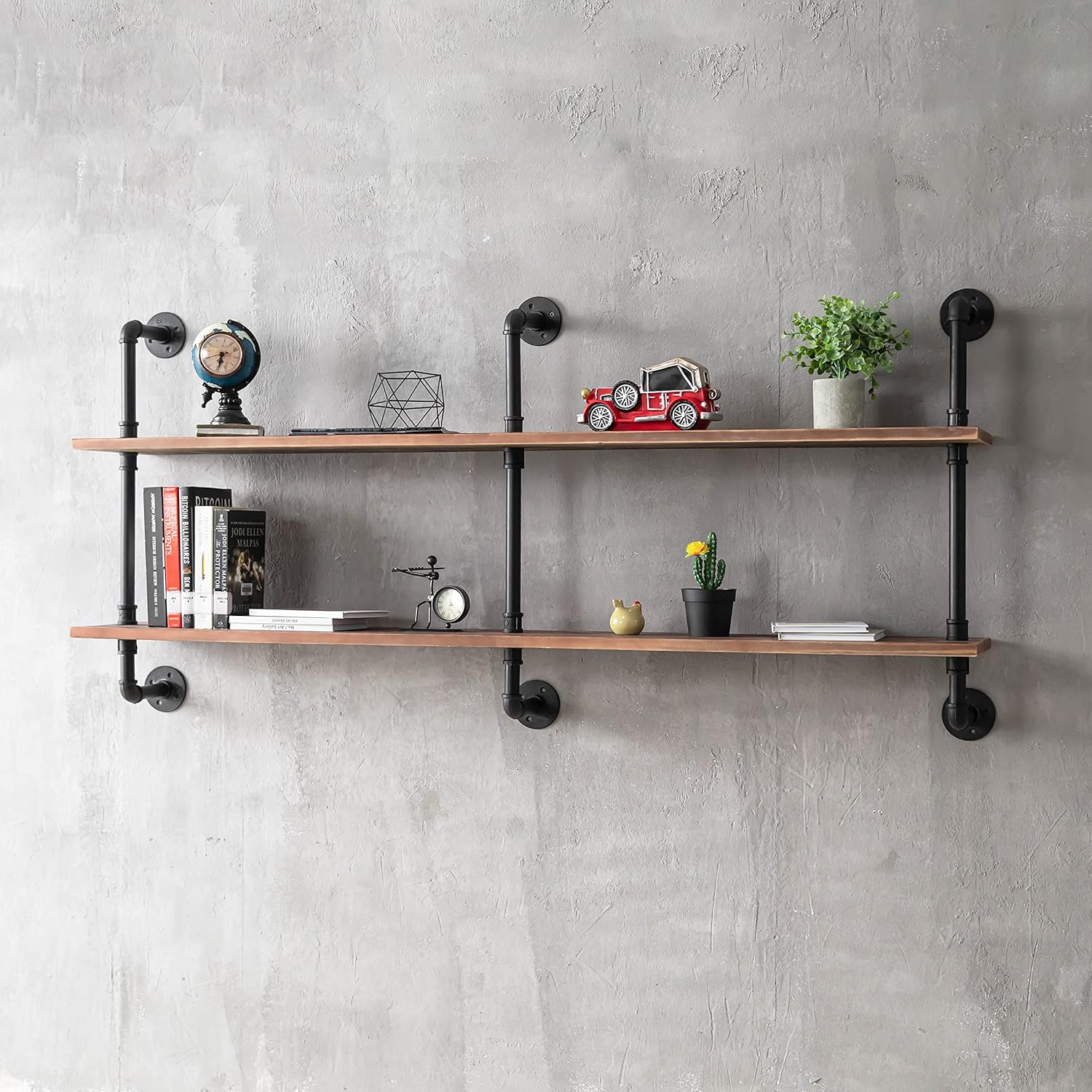Floating Shelves for Wall Laundry Room Shelves Bookshelf Industrial Pipe Shelving Shelf Real Wood Planks 60 inch Rustic Wall Shelves Hanging Bookshelves Farmhouse Kitchen Bar Shelving
