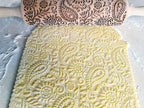 INDIAN embossing rolling pin with Indian Paisley Pattern. Dough roller for embossed cookies and Pottery by Algis Crafts